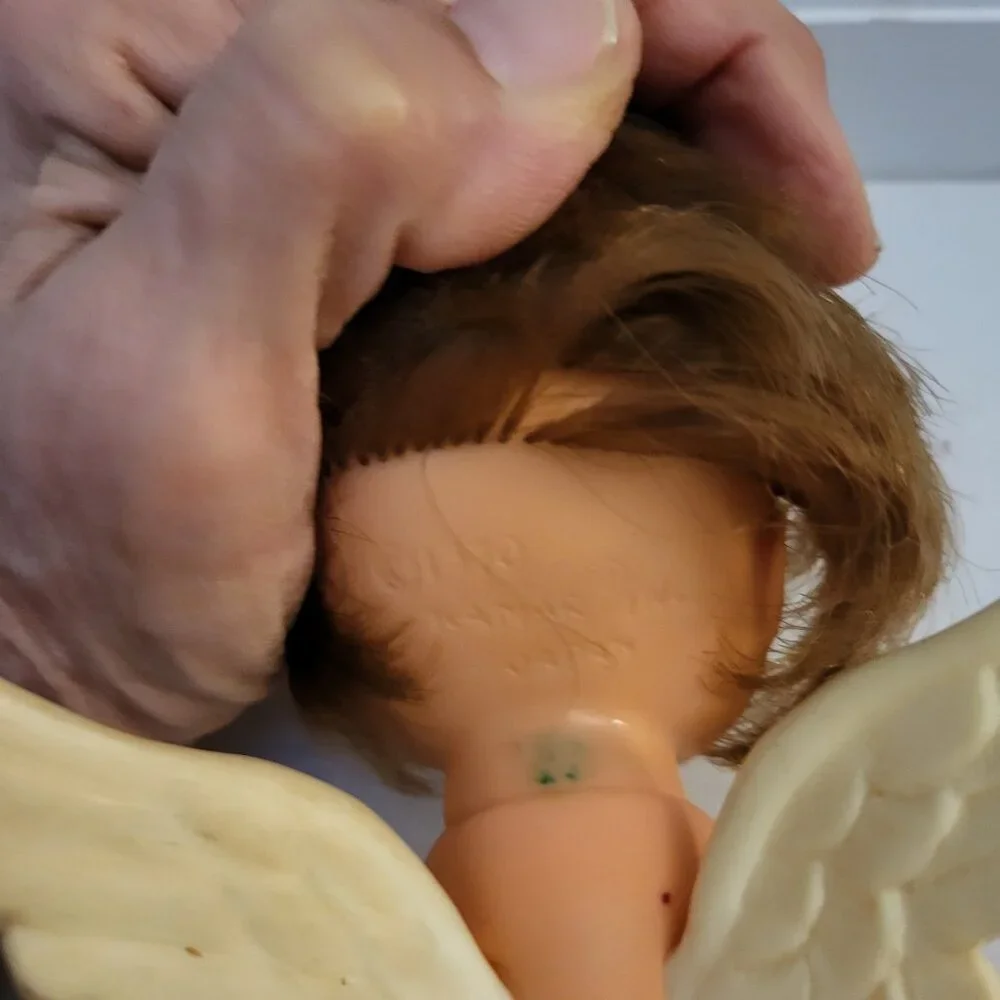 VTD 1970 Kamar Christmas Angel Big Eyes Ornament Doll Dark Hair Mod MCM Kitsch